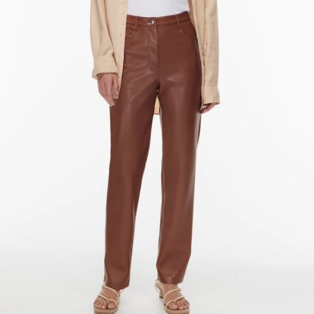 Aritzia Wilfred The Melina Super High-Rise Straight Leg Vegan Leather Pants